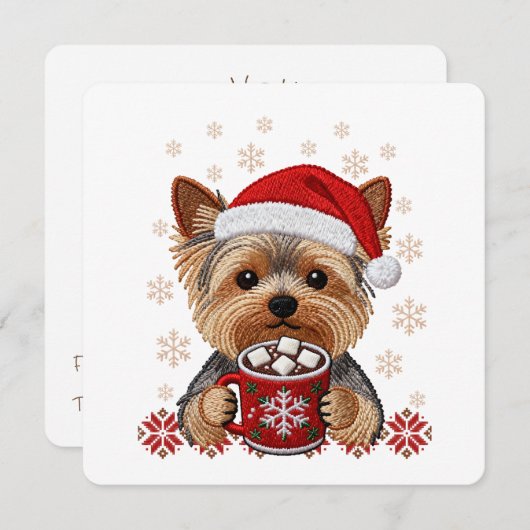 Adorable Christmas Yorkshire Terrier Card (正面/裏面)