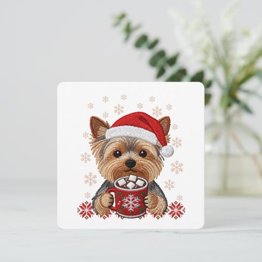 Adorable Christmas Yorkshire Terrier Card (スタンド正面)