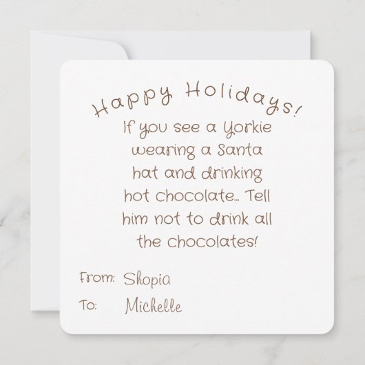 Adorable Christmas Yorkshire Terrier Card (裏面)