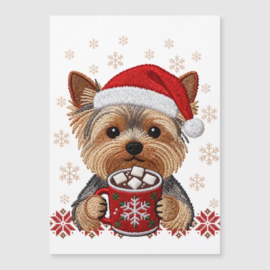 Adorable Christmas Yorkshire Terrier Magnetic Card (正面)