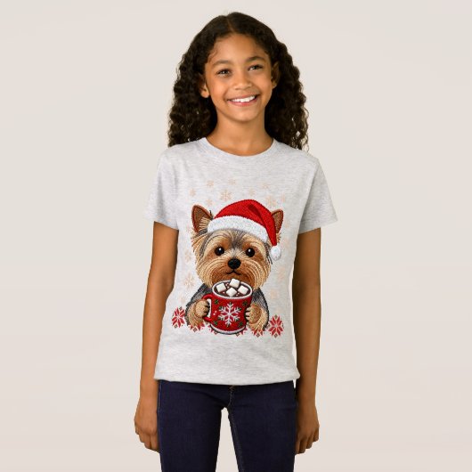 Adorable Christmas Yorkshire Terrier Tシャツ (正面フル)