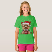 Adorable Christmas Yorkshire Terrier Tシャツ (正面フル)