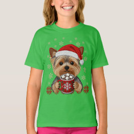 Adorable Christmas Yorkshire Terrier Tシャツ