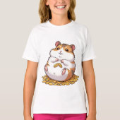 Adorable Chubby Hamster Sitting on Pile of Seeds Tシャツ (正面)