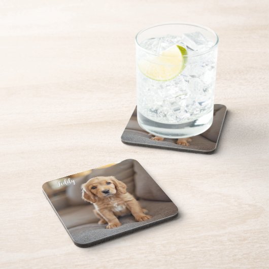 Adorable Cocker Spaniel Personalized Coaster Set コースター (右側)