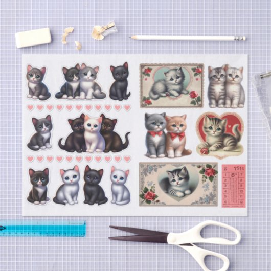 Adorable Collection Cat & Kitten Ephemera 薄葉紙 (クラフト)