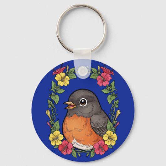Adorable Connecticut Bird With Mirabilis キーホルダー (正面)