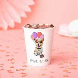 Adorable Corgi Birthday Cup Customizable 紙コップ