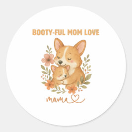 Adorable Corgi Mom Mother's Day ラウンドシール