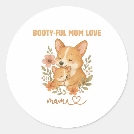 Adorable Corgi Mom Mother's Day ラウンドシール (正面)