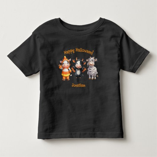 Adorable Cow Friends Fun Halloween Graphic トドラーTシャツ (正面)