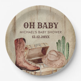 Adorable Cowboy Baby Shower Western Boots ペーパープレート
