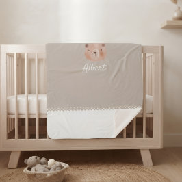 Adorable Customizable Baby Blanket with Bear シェルパブランケット