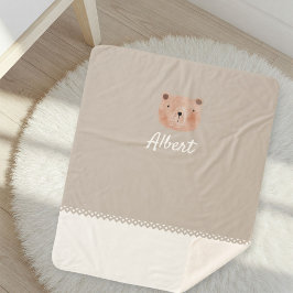 Adorable Customizable Baby Blanket with Bear  シェルパブランケット