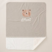 Adorable Customizable Baby Blanket with Bear  シェルパブランケット (正面)