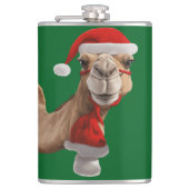 Adorable Cute Camel Wearing Santa Hat Christmas v3 フラスク (正面)