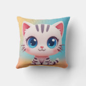 Adorable Cute Cartoon White Kitten クッション (裏面)
