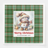 Adorable Cute Christmas Snowman Editable Napkins  (正面)