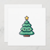 Adorable Cute Christmas Tree Character シーズンカード (正面/裏面)
