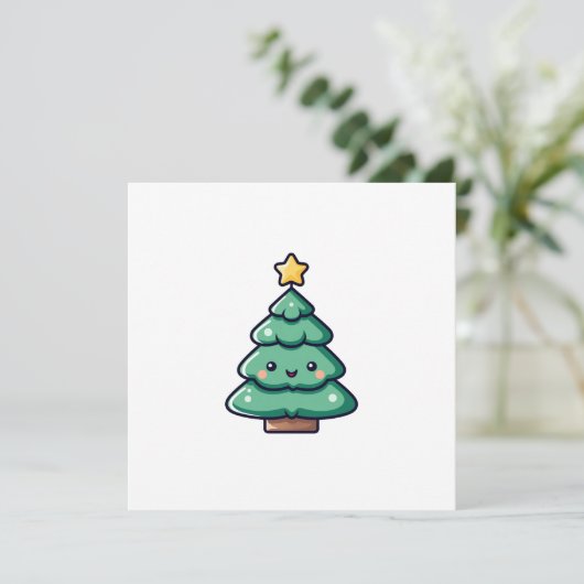 Adorable Cute Christmas Tree Character シーズンカード (スタンド正面)