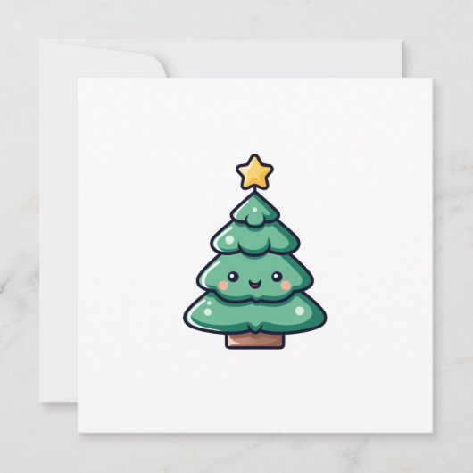 Adorable Cute Christmas Tree Character シーズンカード (正面)