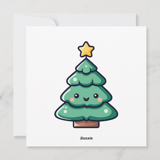 Adorable Cute Christmas Tree Character シーズンカード (裏面)
