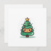 Adorable Cute Christmas Tree Character シーズンカード (正面/裏面)
