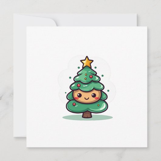 Adorable Cute Christmas Tree Character シーズンカード (正面)