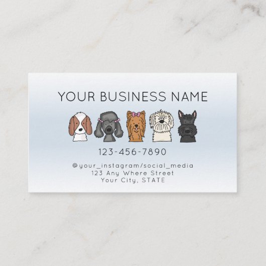 Adorable Cute Dogs Light Blue 名刺 (裏面)