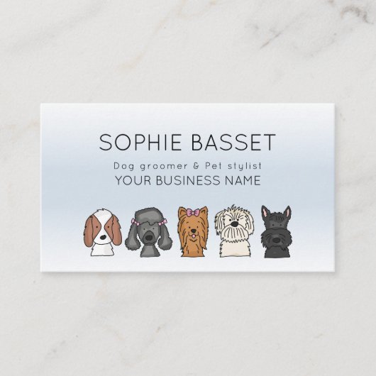 Adorable Cute Dogs Light Blue 名刺 (正面)