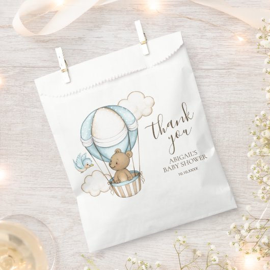 Adorable Cute Teddy Bear Baby Shower Favor Bags フェイバーバッグ (クリップ留めされた状態)