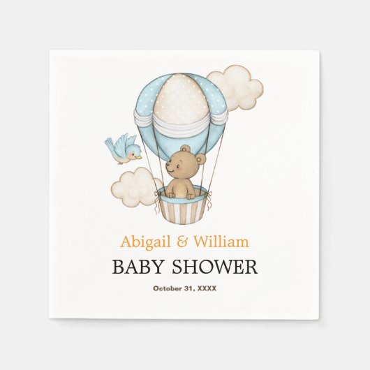 Adorable Cute Teddy Bear Baby Shower Party  スタンダードカクテルナプキン (正面)
