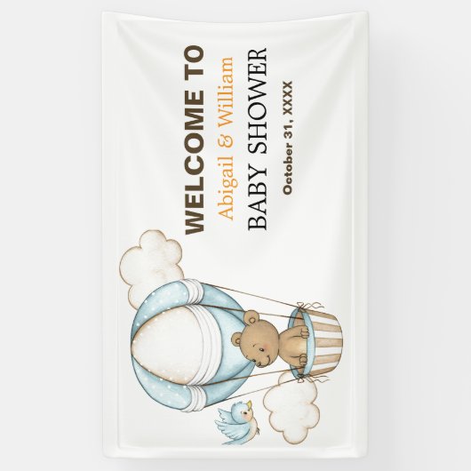 Adorable Cute Teddy Bear Baby Shower Party  横断幕 (縦)