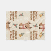 Adorable Cutest Reindeer in Town Woodland X-mas フリースブランケット (正面(横))