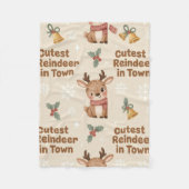 Adorable Cutest Reindeer in Town Woodland X-mas フリースブランケット (正面)