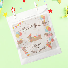 Adorable Dachshund Birthday Party Puppy Thank You フェイバーバッグ