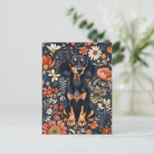 Adorable Dachshund Surrounded By Vibrant Flowers ポストカード (スタンド正面)