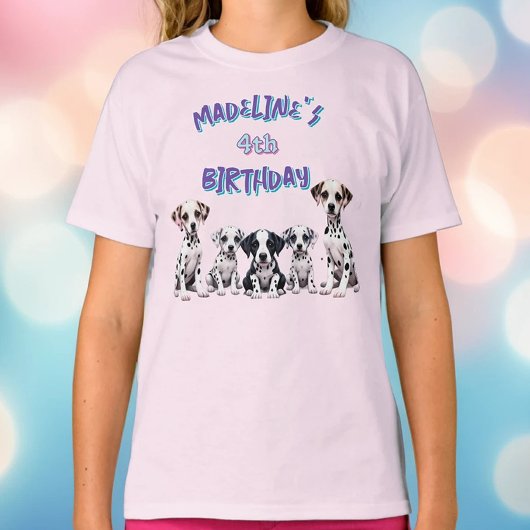 Adorable Dalmatian Puppies Girl's Birthday Tシャツ