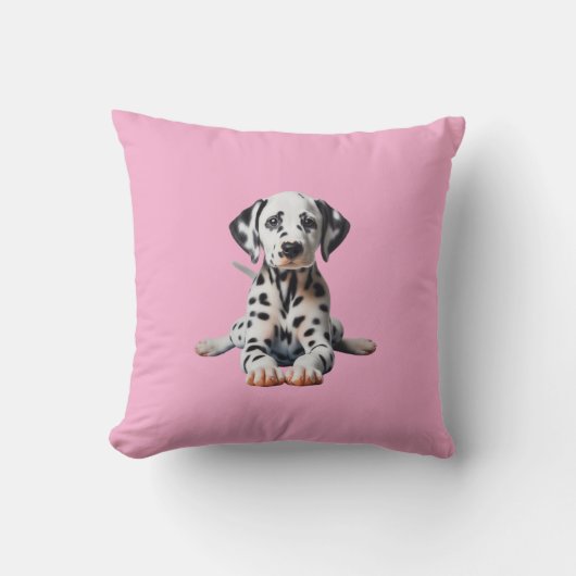 Adorable Dalmatian Puppy Doing Cobra Pose Yoga クッション (正面)