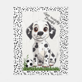 Adorable Dalmatian Puppy Football Art フリースブランケット