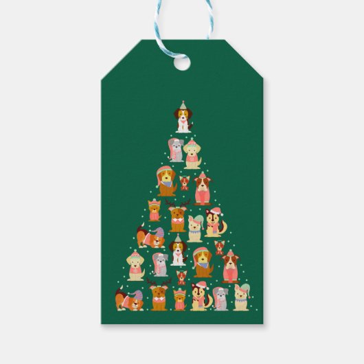Adorable Dog Christmas Tree ギフトタグ (正面)