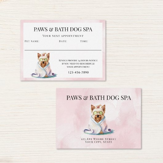 Adorable Dog Spa Watercolor 予約カード