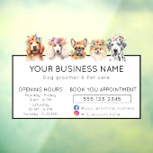 Adorable dogs with flower crown opening hours ウィンドウサイン (シート3)