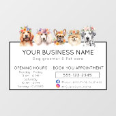 Adorable dogs with flower crown opening hours ウィンドウサイン (シート)