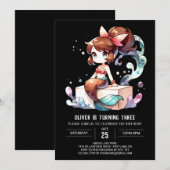 Adorable Dreamy Mermaid Birthday 招待状 (正面/裏面)
