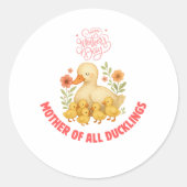 Adorable Duck Mom Mother's Day ラウンドシール (正面)