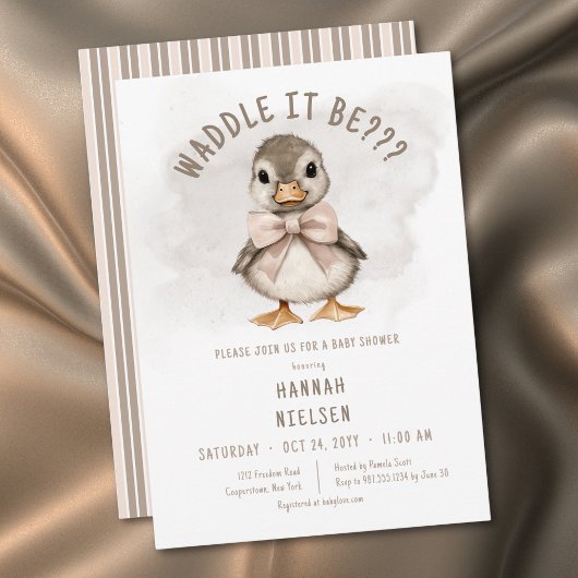 Adorable Duckling Waddle It Be Baby Shower 招待状