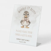 Adorable Duckling Waddle It Be Baby Shower Gift 台座サイン (正面)