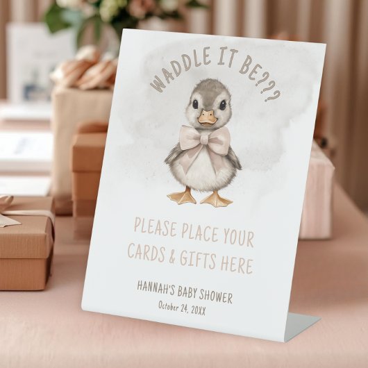 Adorable Duckling Waddle It Be Baby Shower Gift 台座サイン