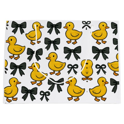 Adorable Ducks & Bows Gift Bag ラージペーパーバッグ (正面)